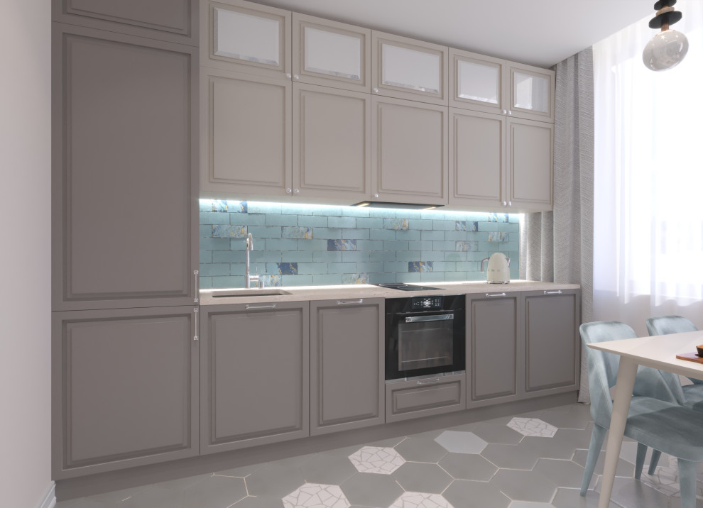 Дизайн интерьера однокомнатной квартиры-студии в стиле Контемпорари.