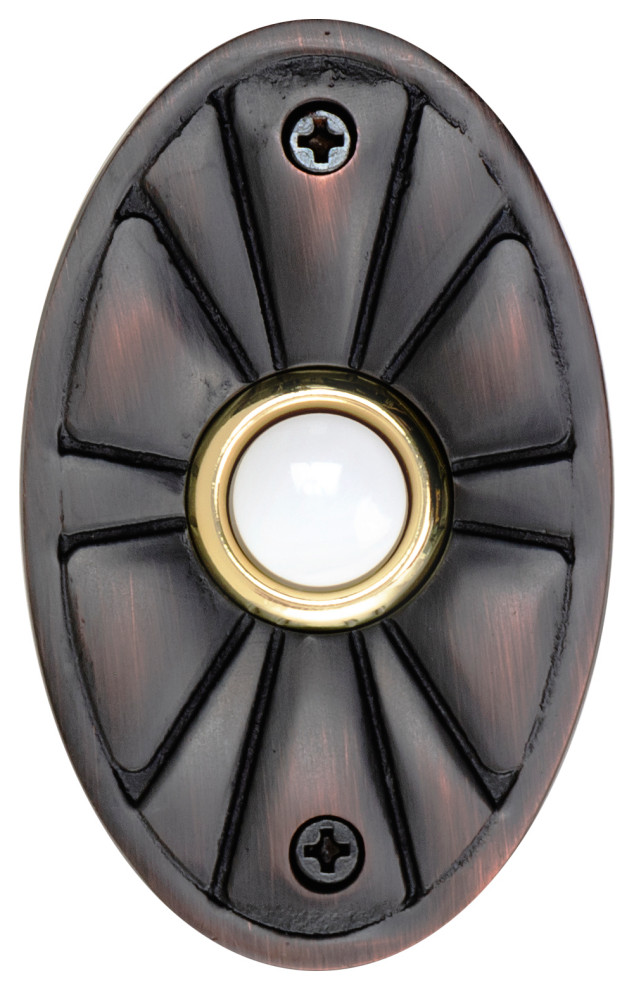 Solid Brass Oval Flower Doorbell in 4 Finishes Traditional