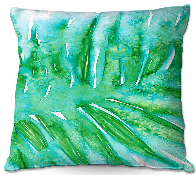 Paradise Palm Aqua Green Throw Pillow Tropical Decorative