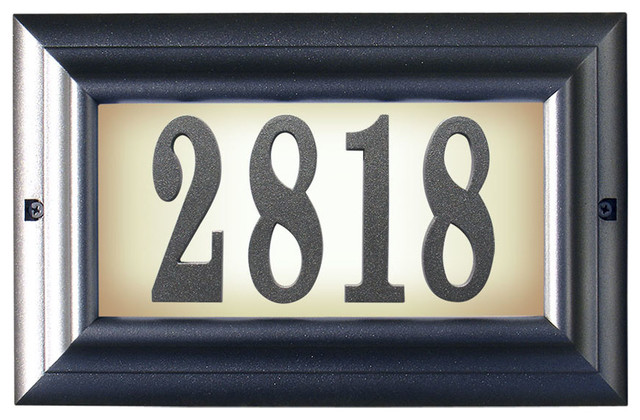 House Numbers Plaque with LED Lights Vertical Lighted Address Sign Large Modern Personalized Marker Mail Box Display