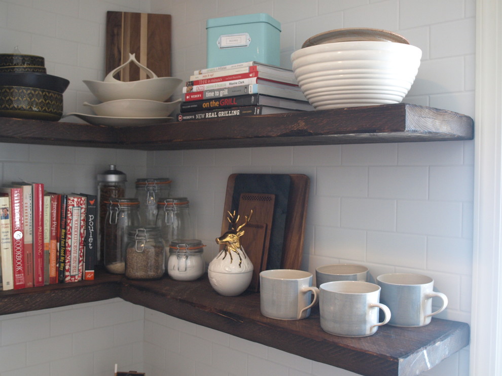 Floating shelves from reclaimed wood - Farmhouse - Kitchen - New York ...
