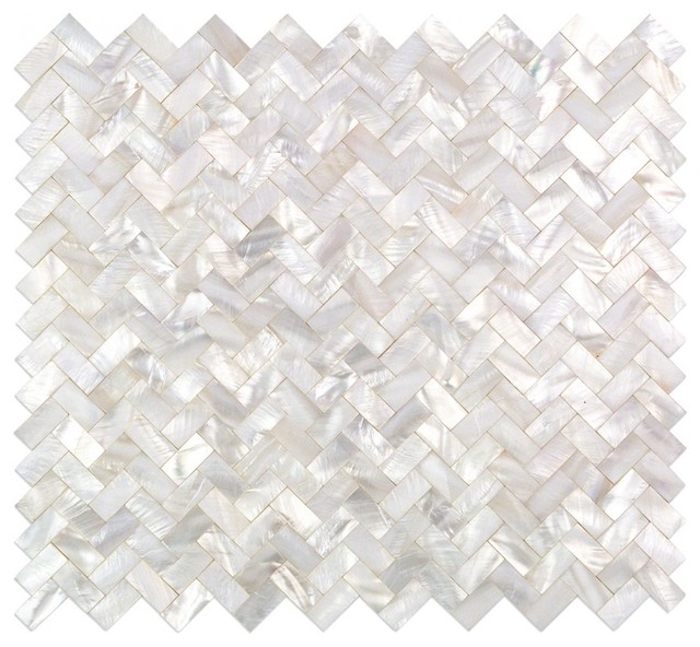 Lokahi Random Sized Glass Pearl Shell Mosaic Tile Polished White Pearl Beach Style Mosaic Tile By Ivy Hill Tile