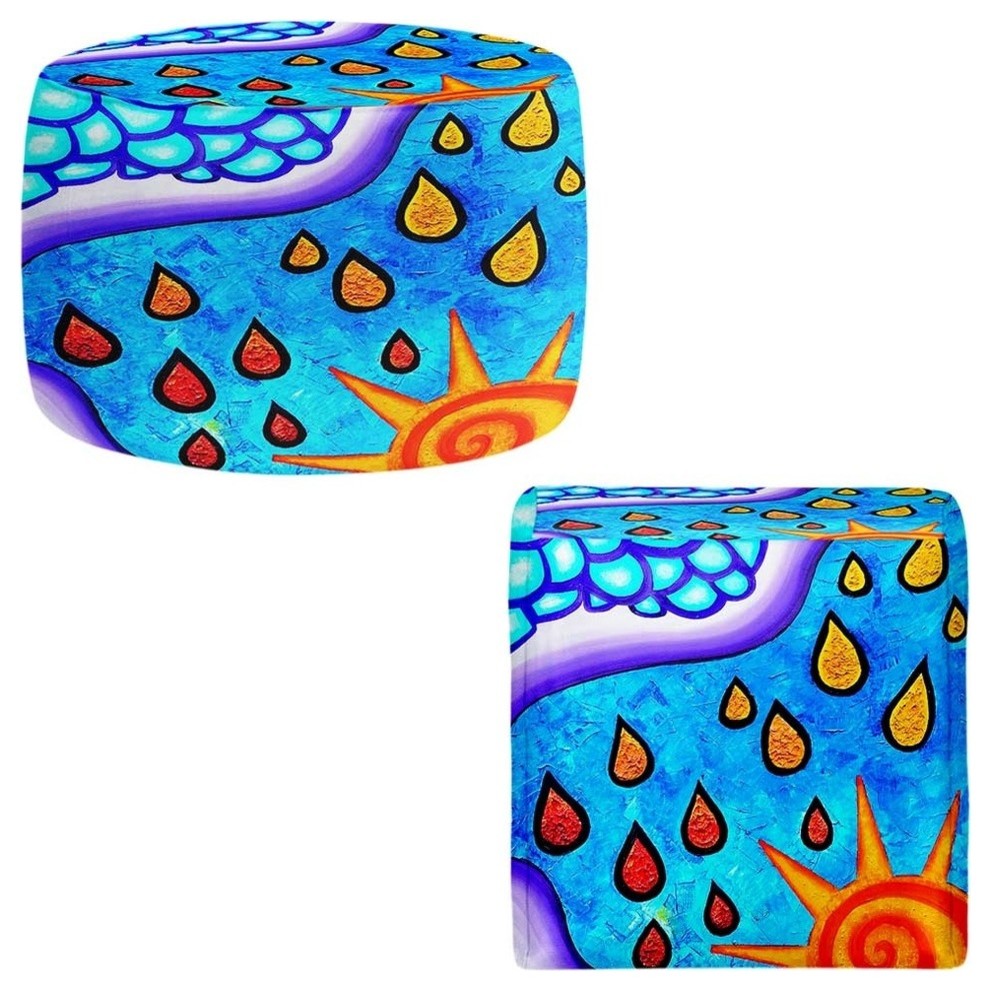 DiaNoche Pouf Chair Foot Stool by Pom Graphic Design - Sunny Rainy Day I