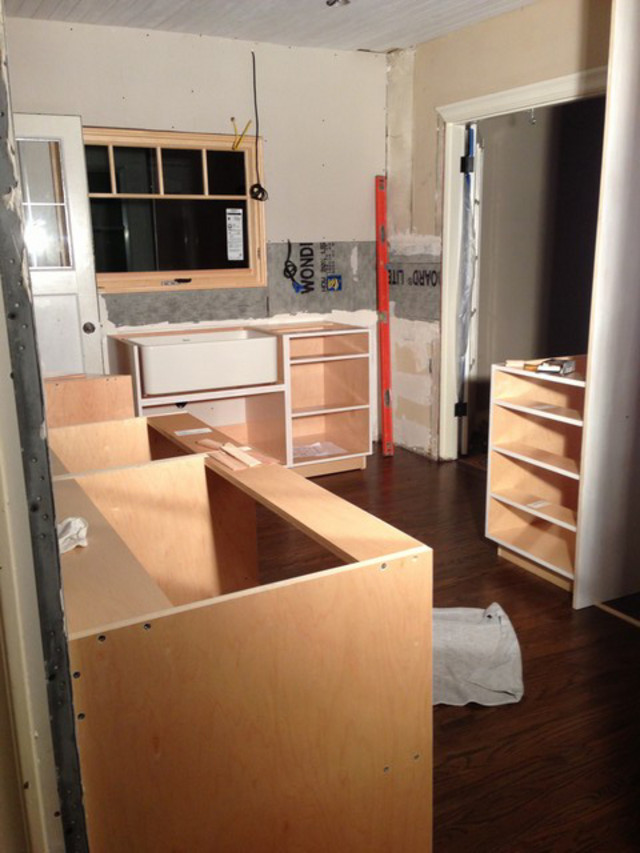 Barker cabinets install in progress