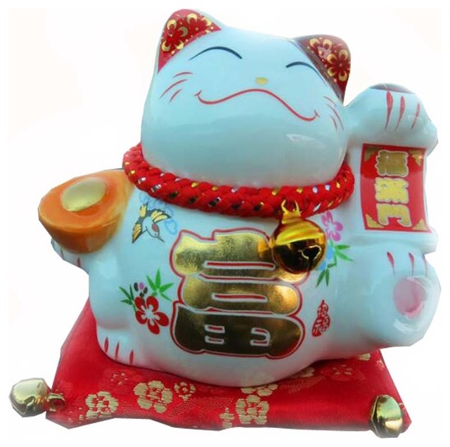 Car Interior Display Decoration White Cute Lucky Cat Car Ornament