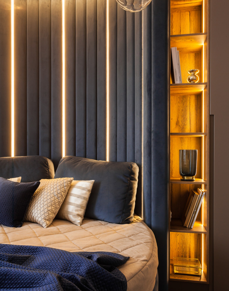 Компактная трехкомнатная квартира с круглой кроватью