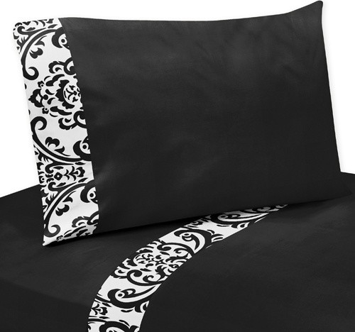 Isabella Black and White 4-Piece Queen Sheet Set by Sweet Jojo Designs