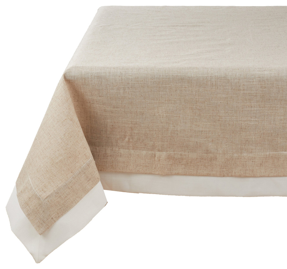 Moldura Collection Double Layer Linen Tablecloth, Natural, 67"x67"