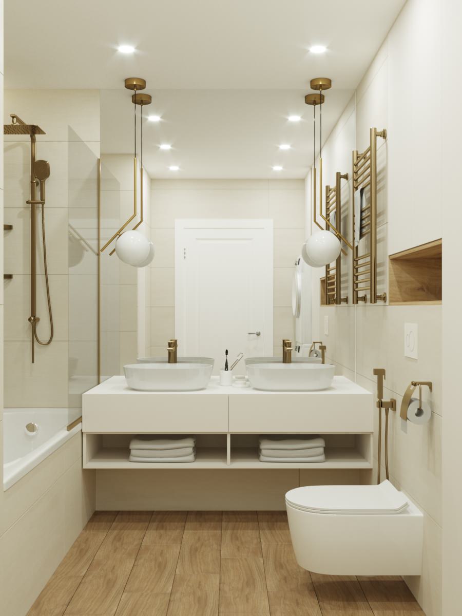 Дизайн проект кухни-гостиной и санузлов в г.Екатеринбург