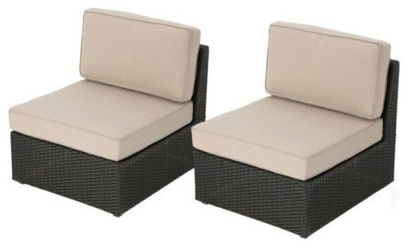 Gdf Studio Reddington Outdoor Wicker Sectional Sofa Seat With Cushions Set Of 2