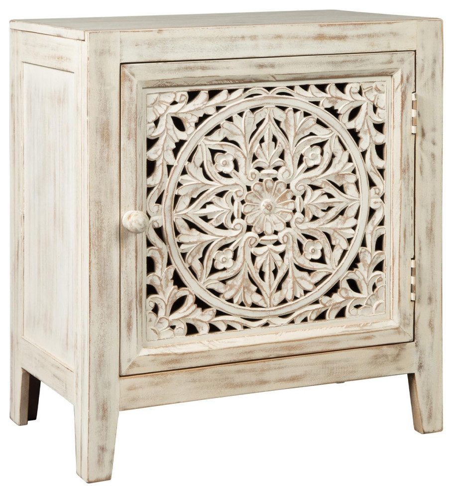 Wooden Accent Cabinet With Single Door, Antique White