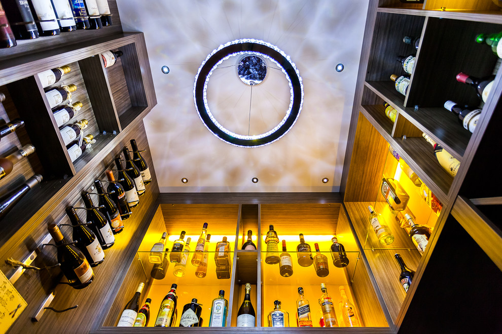 Design ideas for a contemporary wine cellar in Perth.