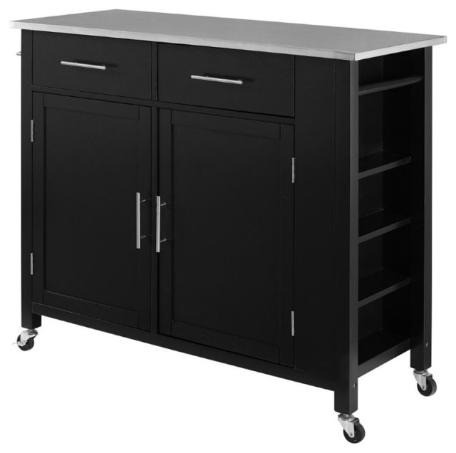 Crosley Savannah Stainless Steel Top, Crosley Stainless Steel Top Rolling Kitchen Cart Island With Removable Shelf