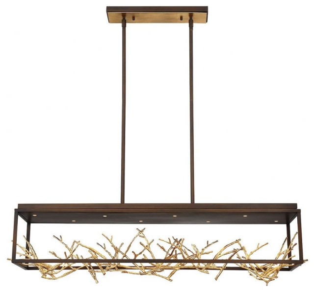 Rectangular Chandelier 8 Light Metal Bronze Rectangular Chandelier 8