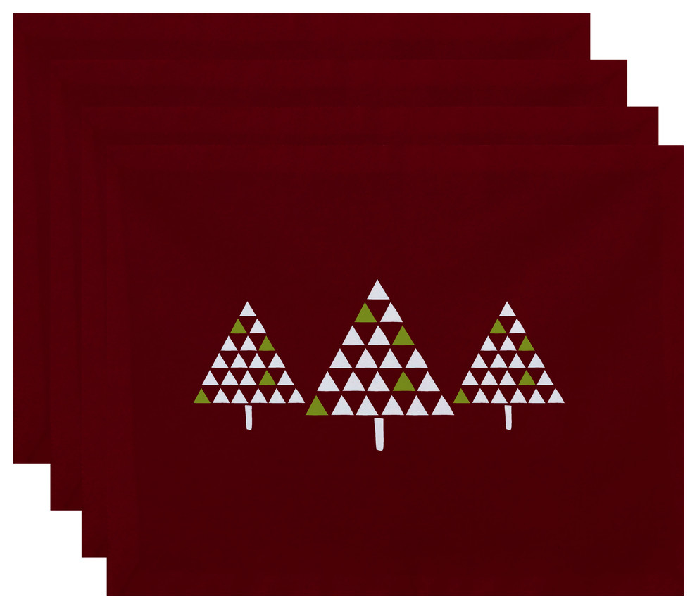 Decorative Holiday Placemat, Set of 4 Geometric, Cranberry