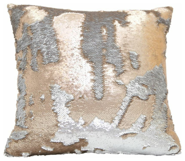 Angelo Sequin Pillow, Gold and Silver, 20