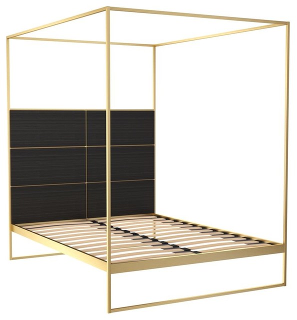 Federico Double Canopy Bed, Black Stained Oak - Contemporary - Four