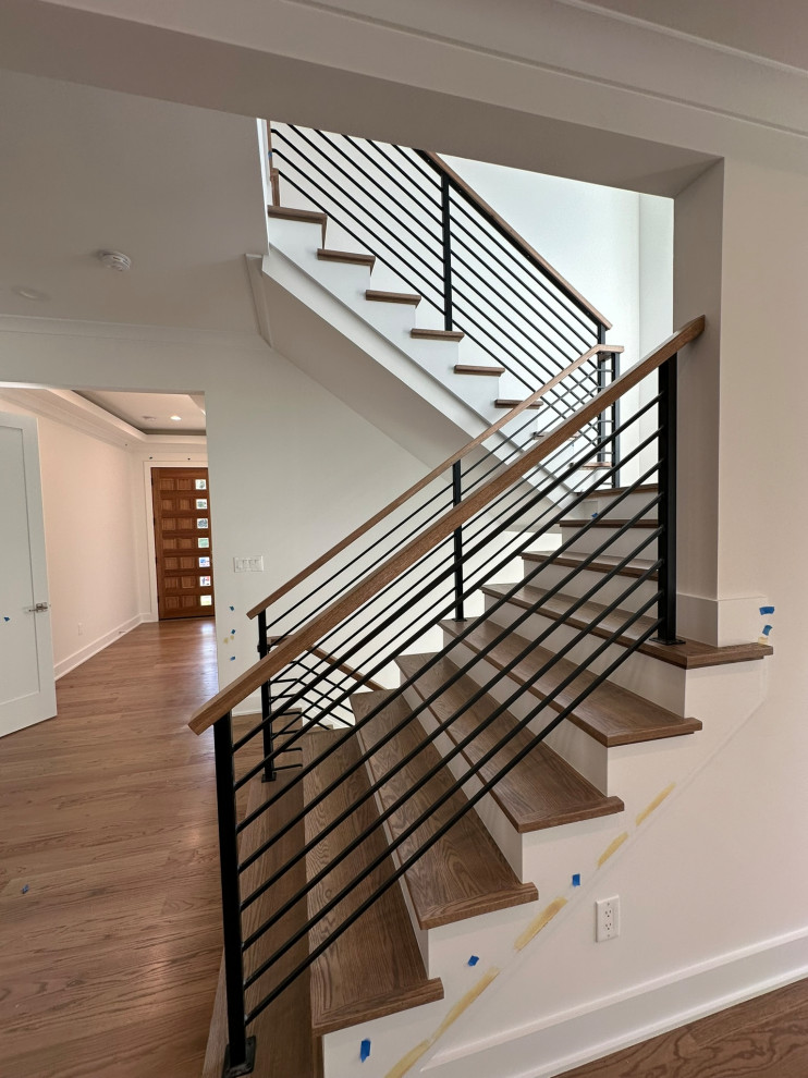 Metal railings with wood top