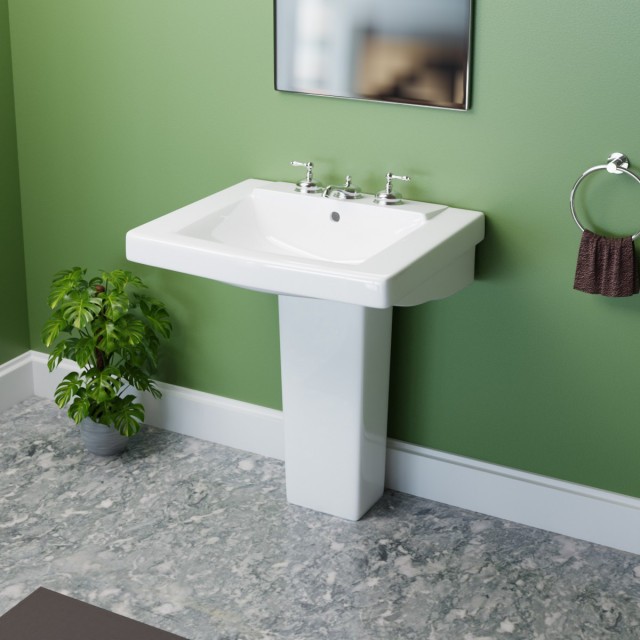 Children's White Pedestal Sinks Porcelain Pack of 2 Contemporary