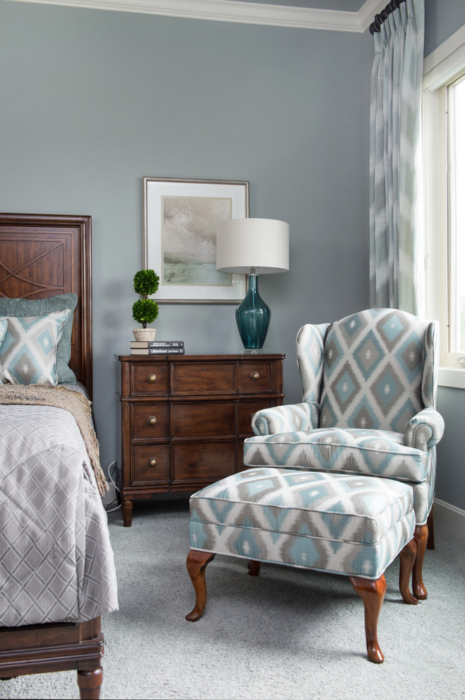 Example of a transitional bedroom design in Kansas City