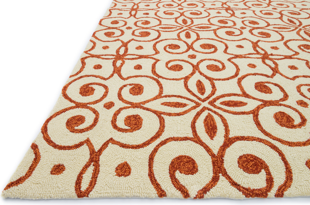 Indoor / Outdoor Hooked Ivory / Spice Ventura HVT07 Area Rug by Loloi ...