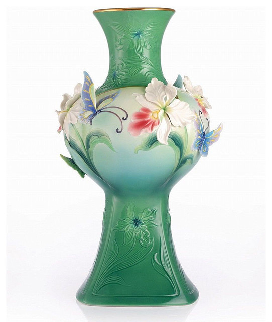 Franz Porcelain Collection Peace and Blessings Orchid Butterfly Vase