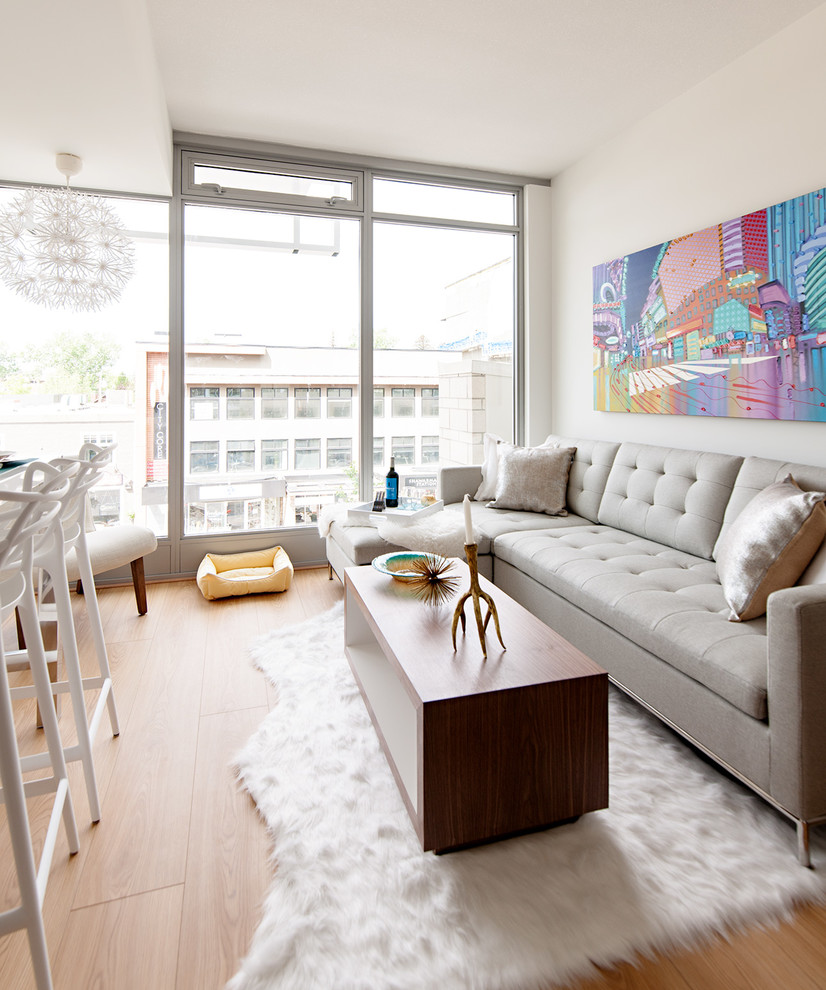 Contemporary living room in Calgary.