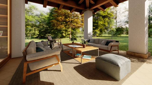 Modelo Rustic lantlig-veranda