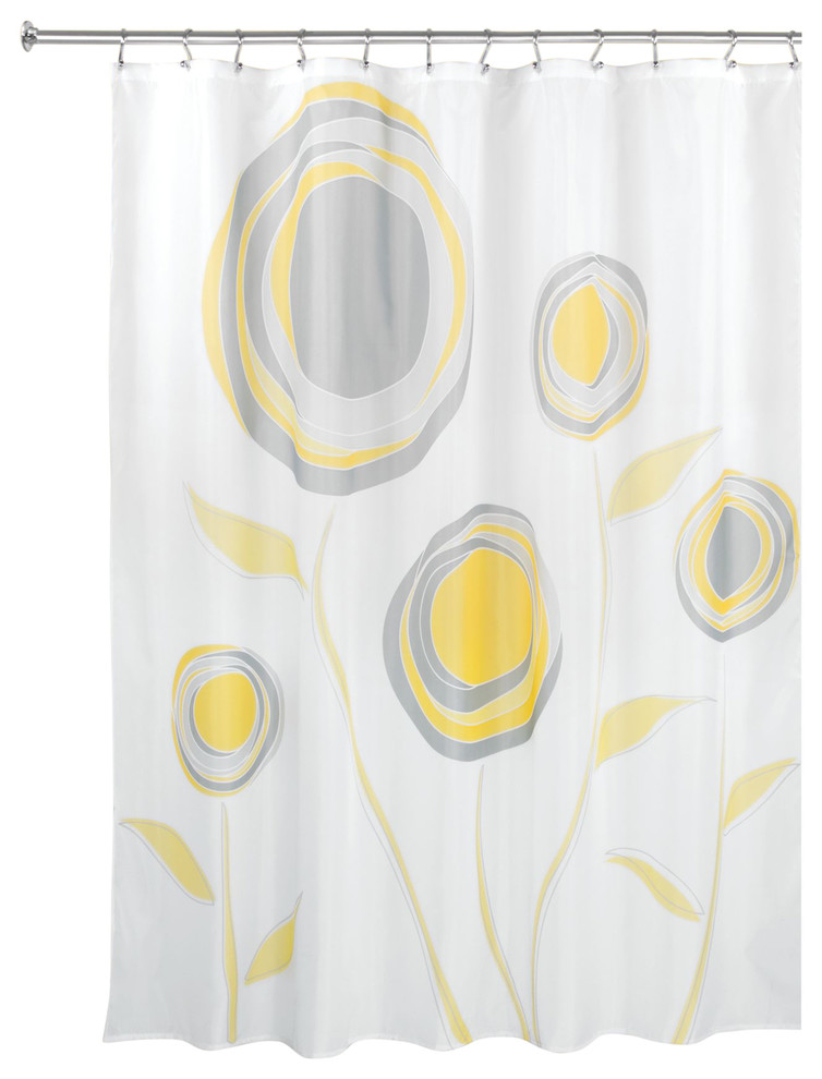 Idesign Marigold Fabric Shower Curtain 72 X72 Yellow And Gray
