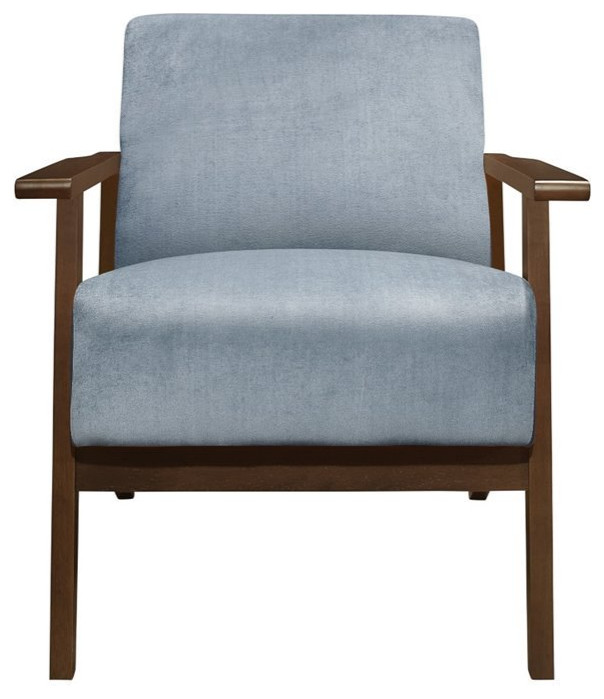Lexicon August Velvet Upholstered Accent Chair in Blue Gray