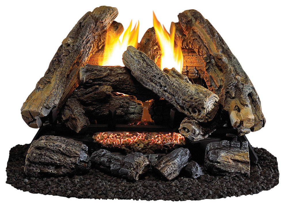 24 Ventless Ambient Gas Log Set Liquid Propane, 34,000 BTU Rustic