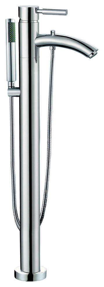Taron Modern-Style Bathroom Tub Filler Faucet, Floor-mounted, Polished Chrome