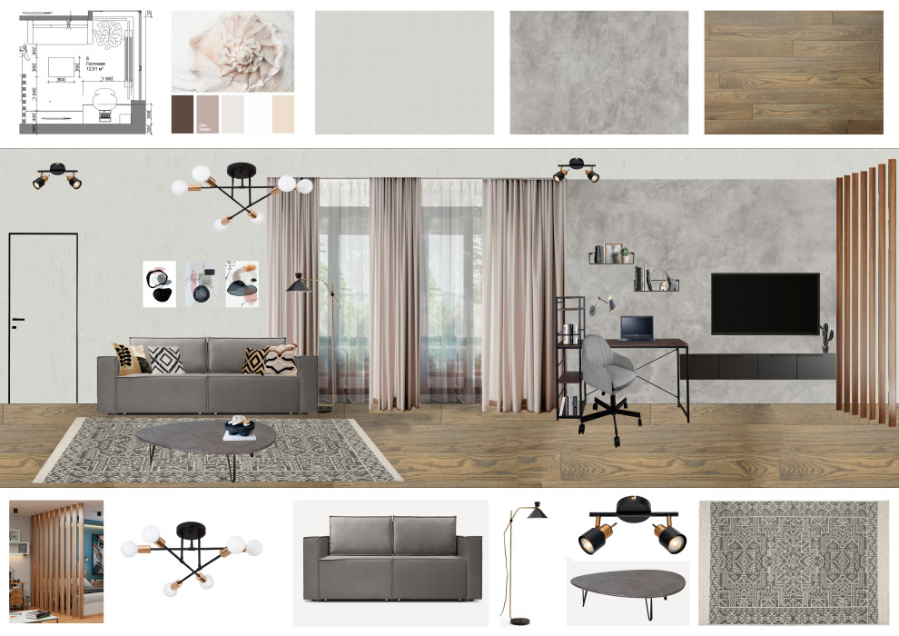 Проект однокомнатной квартиры для семейной пары