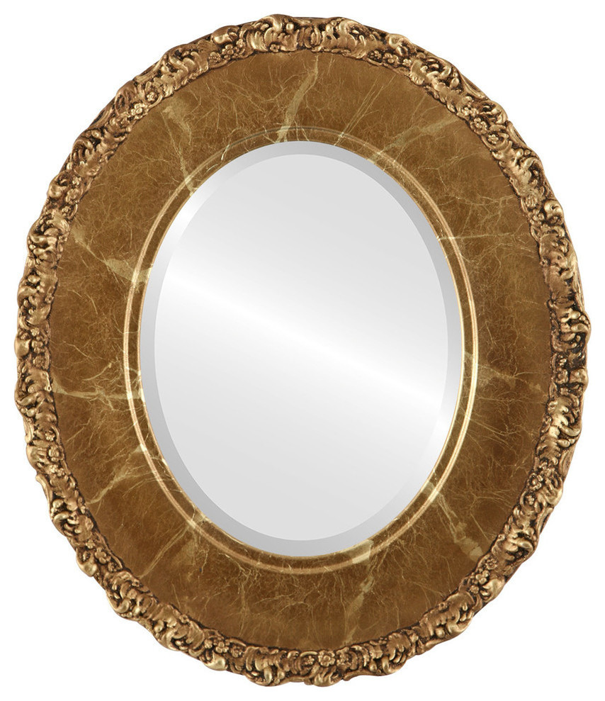 Williamsburg Framed Oval Mirror in Champagne Gold Traditional Wall