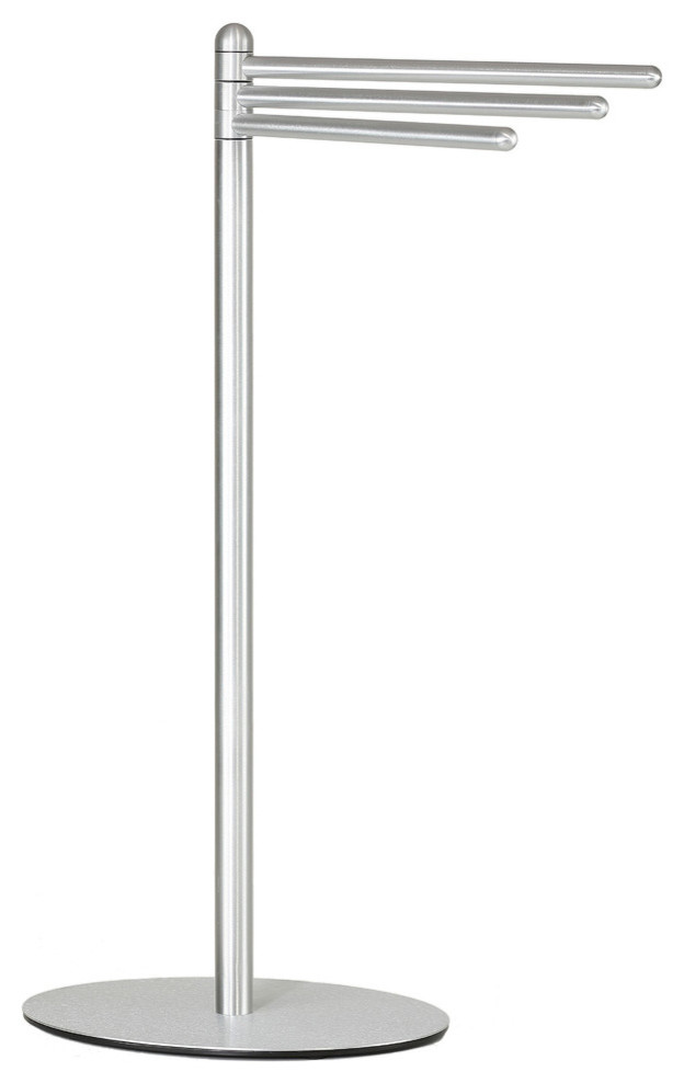 Noli Contemporary 3 Swing Arm Towel Stand, Brushed Aluminum Contemporary Towel Racks