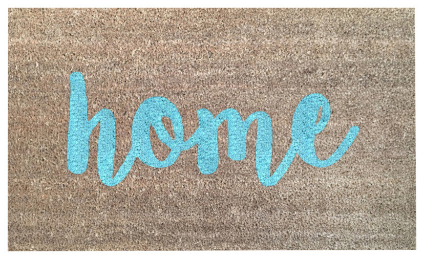 Hand Painted Script "Home" Doormat, Little Boy Blue