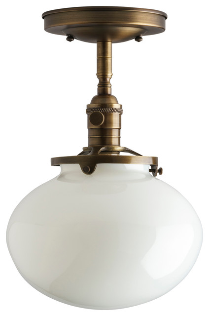 8 Rounded Schoolhouse Style Flush Mount Semi Light Fixture 8 Rounded Schoolhouse Style Flush Mount Semi Light Fixture