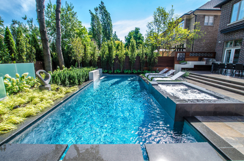 Inspiration for a mid-sized modern backyard pool in DC Metro.