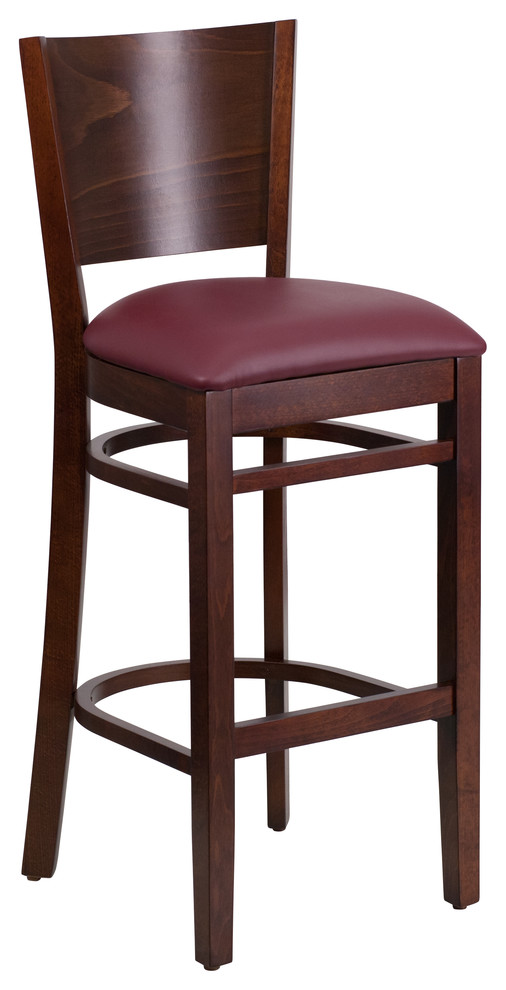 MFO Chimera Collection Solid Back Wooden Restaurant Barstool - Vinyl Seat