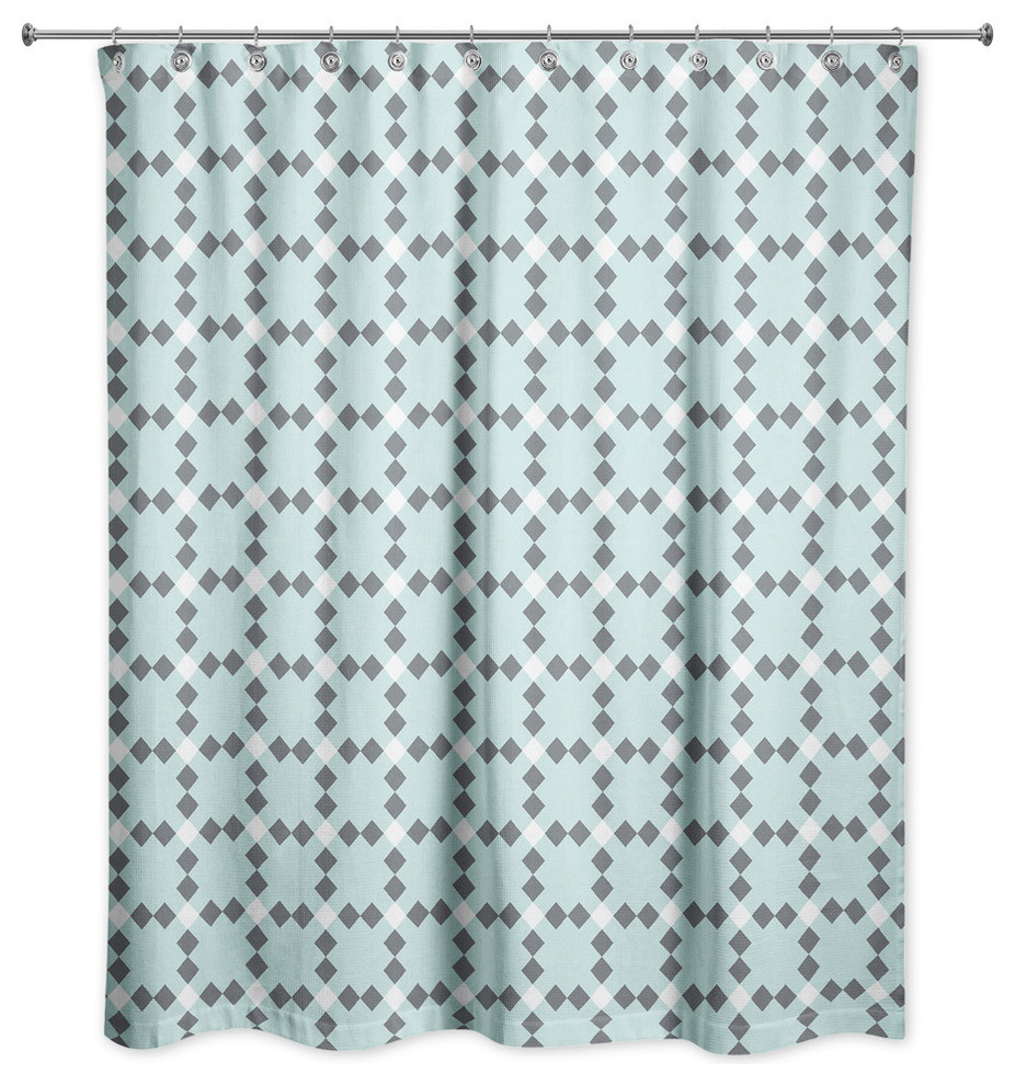 Blue Check Plaid Shower Curtain Contemporary Shower Curtains by