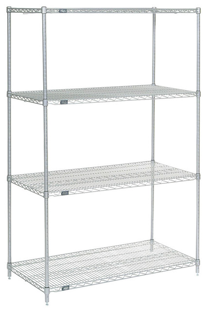 Nexel Stainless Steel 4 Tier Wire Shelving Unit 24 X48 X74