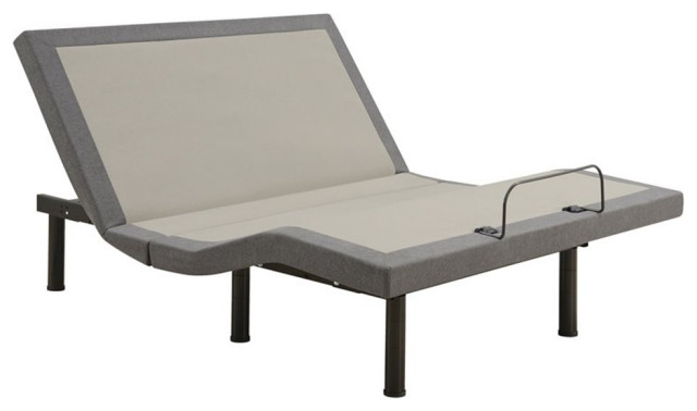 Pemberly Row California King Adjustable Bed Base in Gray & Black
