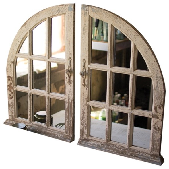Set Of 2 Arched Window Mirrors Farmhouse Wall By Bseid Set Of 2 Arched Window Mirrors
