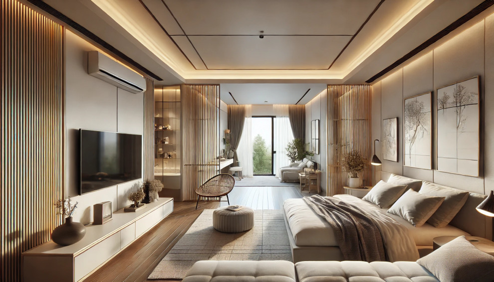 Agencement d'une chambre au ton doux