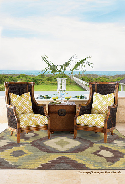 Tommy Bahama Cabana 929n2 Southwestern Outdoor Rug Brown Blue 1 10 X 3