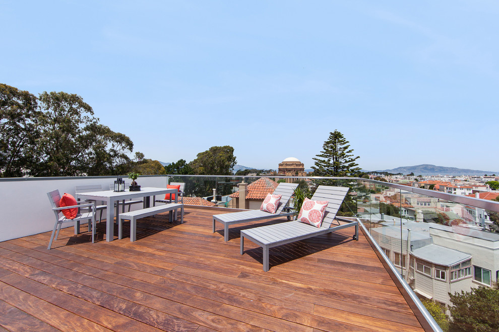 Photo of a mid-sized contemporary rooftop and rooftop deck in San Francisco with no cover.