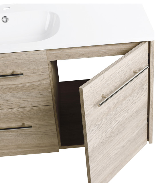 48 Inch Wall Mounted Plywood Bathroom Vanity with Gel Basin and Drawers ...
