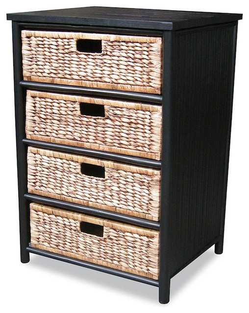 32 Bamboo Storage Cabinet With 4 Baskets Asian Storage