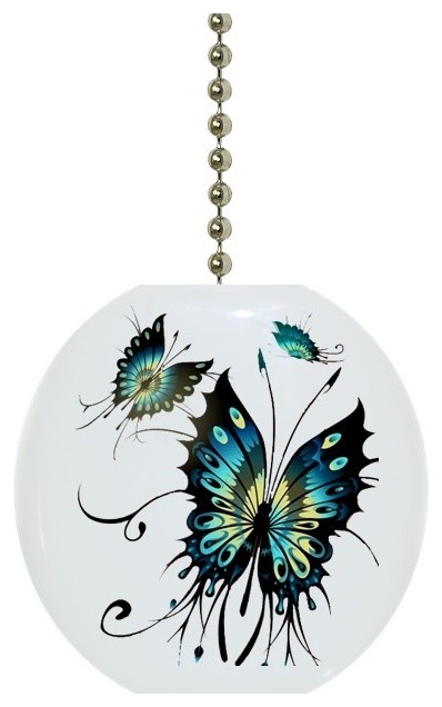 Teal Butterflies Ceiling Fan Pull Traditional Ceiling Fan