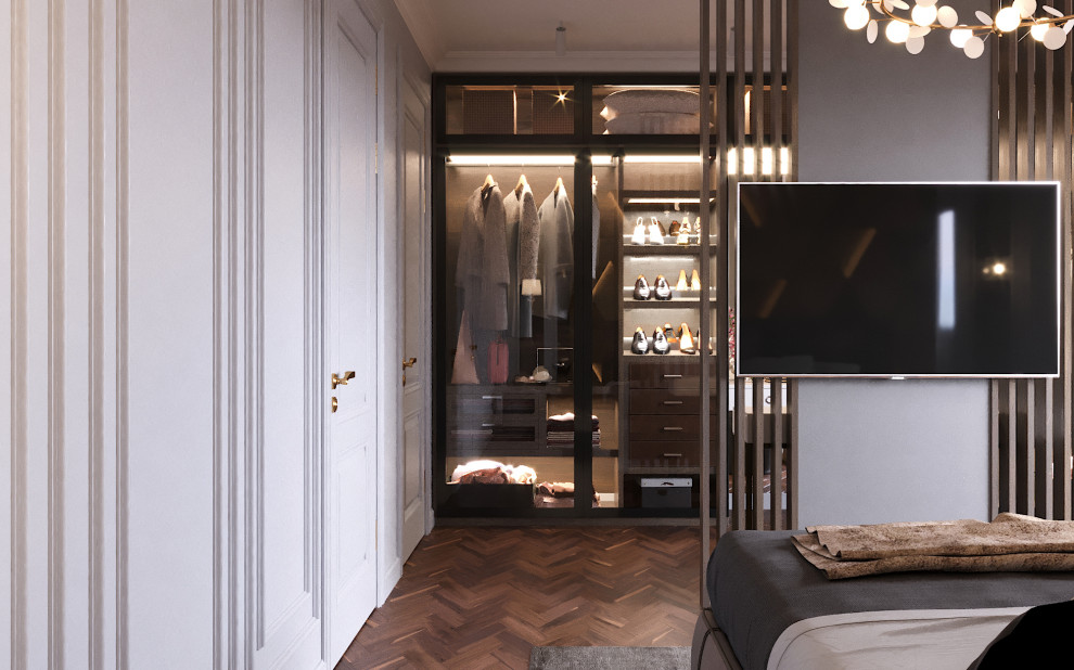 Интерьер зоны кухни-гостиной для загородного дома